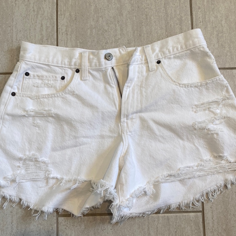 White denim shorts